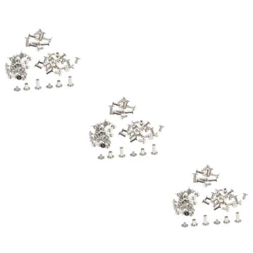 STOBOK 90 Sätze flache Schraubniete edelstahlschrauben büchereinband Buchbinden Buchschrauben Schraubmontage Bausätze Platte Kappe Schraubpfosten aus Legierung DIY-Bindungsschraube Silver von STOBOK
