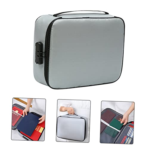 STOBOK Aktenhalter Datei Dokumententasche Feuerfeste Tasche Dokumentenorganisator-halter Dokumententasche Mit Schloss Reisepass-organizer-tasche Reisedokumentbeutel Glasfaser Grey von STOBOK
