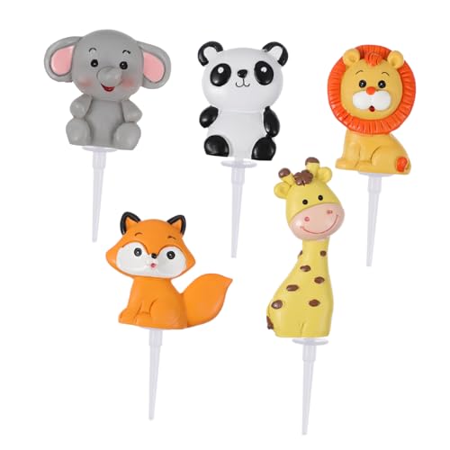 STOBOK Dschungel Tier Cupcake Topper Zoo Tiere Kuchen Topper für Kinder Geburtstag Baby Dusche Tier Thema Kuchen Dekorationen 5 Stück von STOBOK