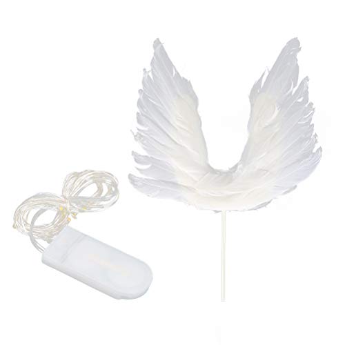 STOBOK Engel Flügel Kuchen Topper Picks Dekoration mit LED-Licht für Baby Shower Geburtstag Hochzeit Party Supplies Supplies von STOBOK