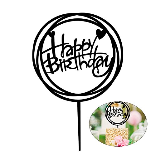 STOBOK Geburtstag Kuchen Topper mit Happy Birthday Acryl Spiegel Cake Decoration für Geburtstags Party Dekoration (schwarz) von STOBOK