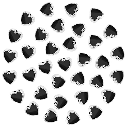 STOBOK Herz Spacer Perlen Für DIY Schmuckherstellung Schwarze Legierungsperlen Perfekte Bastelmaterialien Für Armbänder Und Schlüsselanhänger von STOBOK