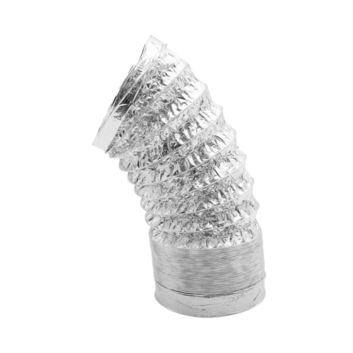 STOBOK Hochtemperaturbeständiges Aluminiumfolie -Luftrohr flexibles Lüftungsrohr Luftkanal isoliert Entlüftungsschlauch Heizungskanal Kanalschlauch Abgasschlauch Silver von STOBOK