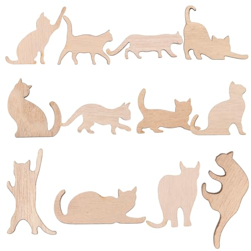 STOBOK 12 Stücke Holz Scheiben Für Katze Ornamente Lackierbar Handwerk Zubehör Kreativität von STOBOK