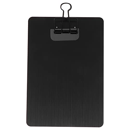 STOBOK Klemmbrett A5 Edelstahl Schreibbrett Pad Halter Clipboard Zwischenablage Menü Schreibblock Büro Organizer mit Metallclip Aufhängeose für Büro Business Schule Labor Restaurant Schwarz von STOBOK