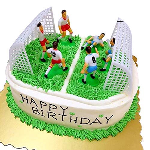 STOBOK Kuchen Topper Kunststoff Fußball Spieler Figur mit Tor Kuchenaufsätze Kuchen Deko für Fußball Thema Geburtstag Kuchen 8 Stück von STOBOK