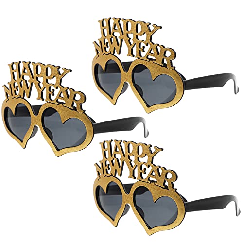 STOBOK Neujahr Partybrille Happy New Year 2022 Brille Lustige Spaßbrille Golden 3 Stück Kinder Erwachsene Kostüm Foto Requisiten Weihnachten Silvester Party Gastgeschenk Mitgebsel von STOBOK