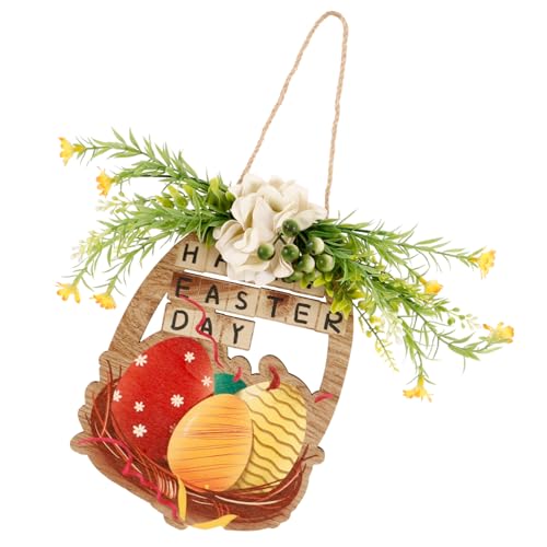 STOBOK Osterdekoration Tür Für Ornamente Die Dekorationen Festival- -requisite Holzschild Osterei- Hängendes Verandaschild Osterdeko Osterparty-hängeschild Hölzern von STOBOK