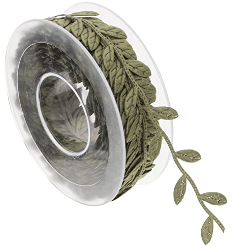STOBOK Satin Rankenfärbe Pailletten Grünband Kranzwickel Eukalyptus Girlanden Ranken Rand Bling Couture Hochzeit Drahtband Prägung Grünes Blattband Blumen Sackleinenband Fleck Quaste von STOBOK