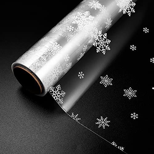 STOBOK Weihnachten Zellophan Wrap Roll| Schneeflocke Muster Papier Wrapper 17 Zoll X100 Kristall Film Geschenk Verpackungen Verpackung Papier für Behindert Blumen Handwerk von STOBOK