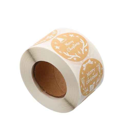 STOBOK Weihnachtsaufkleber Weihnachtsdekorationen Klebstoff Weihnachtsetiketten aufkleberpapier verpackungsmaterial Frohe Weihnachten-Etikett runder aufkleber für frohe weihnachten Beige STOBOK Weihnachtsaufkleber Weihnachtsdekorationen Klebstoff Weihnachtsetiketten aufkleberpapier verpackungsmaterial Frohe Weihnachten-Etikett runder aufkleber für frohe weihnachten Beige von STOBOK