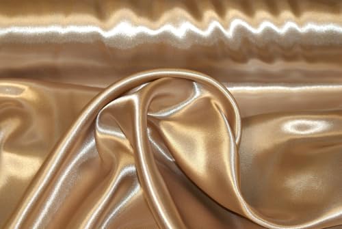 Stoff-Kollektion - Satin Stoff Meterware aus Polyester - Polyestersatin Glänzend & Doppelseitig 150cm breit – Ideal zum Nähen von Kostümen, für Bekleidung, als Dekostoff etc. (Cappuccino) von STOFF-KOLLEKTION