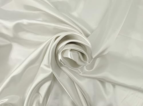 Stoff-Kollektion - Satin Stoff Meterware aus Polyester - Polyestersatin Glänzend & Doppelseitig 150cm breit – Ideal zum Nähen von Kostümen, für Bekleidung, als Dekostoff etc. (Creme) von STOFF-KOLLEKTION