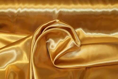Stoff-Kollektion - Satin Stoff Meterware aus Polyester - Polyestersatin Glänzend & Doppelseitig 150cm breit – Ideal zum Nähen von Kostümen, für Bekleidung, als Dekostoff etc. (Gold) von STOFF-KOLLEKTION