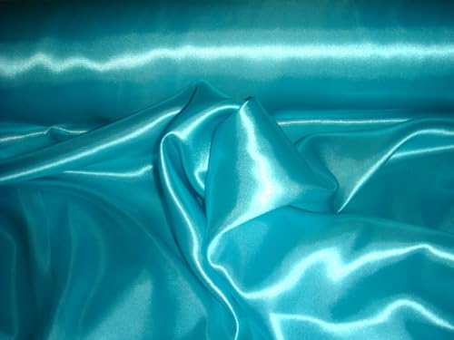 Stoff-Kollektion - Satin Stoff Meterware aus Polyester - Polyestersatin Glänzend & Doppelseitig 150cm breit – Ideal zum Nähen von Kostümen, für Bekleidung, als Dekostoff etc. (Türkis) von STOFF-KOLLEKTION