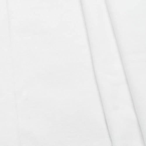 STOFF KONTOR Baumwoll Bündchenstoff glatt 70cm - Schlauchware - Meterware, Farbe Weiss - zum Nähen von Sweatshirts, Kleidern UVM. von STOFF KONTOR