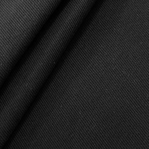 STOFFKONTOR Baumwoll Bündchenstoff Doppelripp - Öko-Tex Standard 100 - Schlauchware - Meterware, schwarz - zum Nähen von Sweatshirts, Kleidern uvm. von STOFF KONTOR