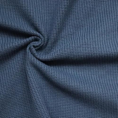 STOFFKONTOR Baumwoll Strickstoff Stoff - Meterware, Farbe Jeans-Blau - Öko-Tex Standard 100 - zum Nähen von Pullis, Kleidern uvm. von STOFF KONTOR