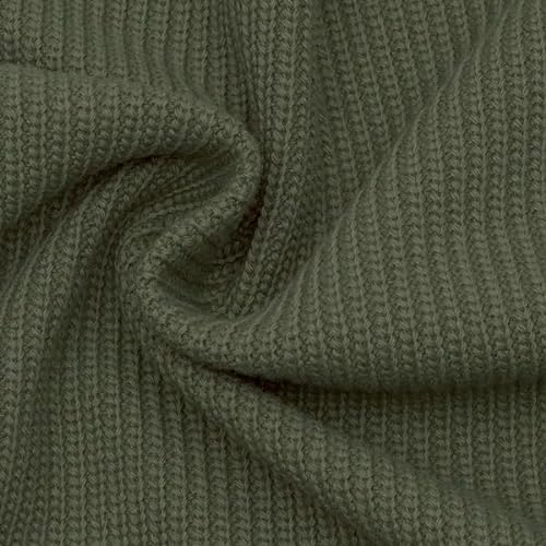 STOFFKONTOR Baumwoll Strickstoff Stoff - Meterware, Farbe Oliv-Grün - Öko-Tex Standard 100 - zum Nähen von Pullis, Kleidern uvm. von STOFF KONTOR