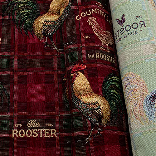 STOFFKONTOR Gobelin Möbelstoff Dekostoff Stoff Rooster - Meterware, rot - für Dekorationen, Vorhänge, Kissen, Homeaccessoires uvm. von STOFF KONTOR