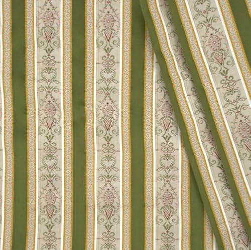 STOFFKONTOR Jacquard Dekostoff Meterware zum Nähen, Farbe Grün - 140 cm Breit, 50% Baumwolle, 50% Polyester, Eleganter Stoff mit Biedermeier Streifen 310g / Lfm von Vorhängen, Dekorationen uvm. von STOFF KONTOR