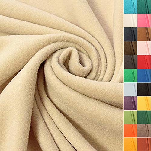 STOFFKONTOR Polar Fleece Stoff Meterware, Fleecestoff zum Nähen mit Antipilling Eigenschaften - Beige von STOFF KONTOR