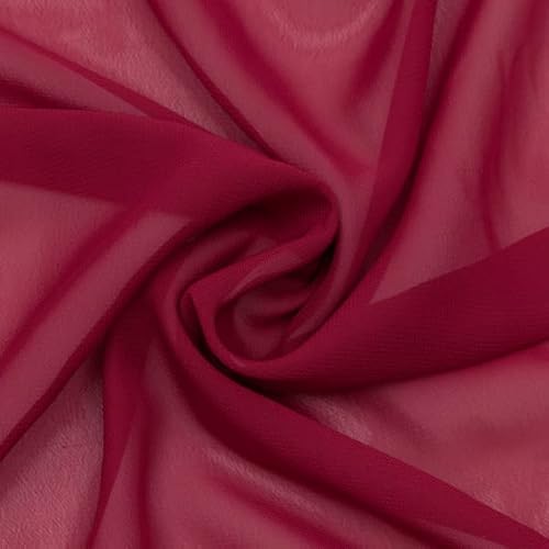 STOFFKONTOR Polyester Chiffon Stoff - Meterware, Farbe Bordeaux - zum Nähen von Bekleidung, Schleiern, Dekorationen usw. von STOFF KONTOR