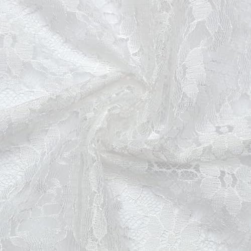 STOFFKONTOR Spitzenstoff Stoff Blüten - Meterware, Farbe Weiss - zum Nähen von Bekleidung, Tischdeko, Dekorationen UVM. von STOFF KONTOR