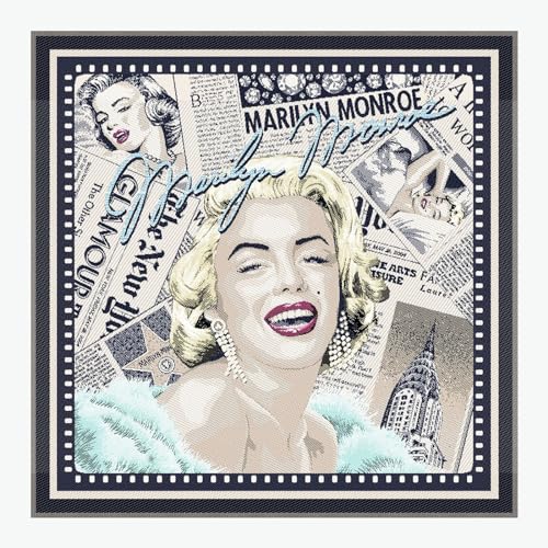 STOFFAMSTÜCK Stoff am Stück Stoff Kissen Panel Polyester Baumwolle Gobelin Marilyn Monroe türkis 50 x 50 cm von STOFFAMSTÜCK