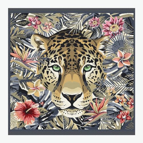 STOFFAMSTÜCK Stoff am Stück Stoff Kissen Panel Polyester Baumwolle Gobelin Marine Tiger Dschungel 50 x 50 cm von STOFFAMSTÜCK