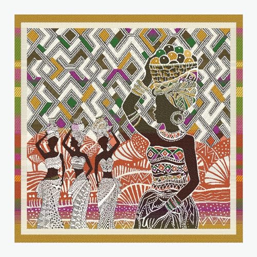 STOFFAMSTÜCK Stoff am Stück Stoff Kissen Panel Polyester Baumwolle Gobelin Terracotta Afrikanerin Turban 50 cm x 50 cm von STOFFAMSTÜCK