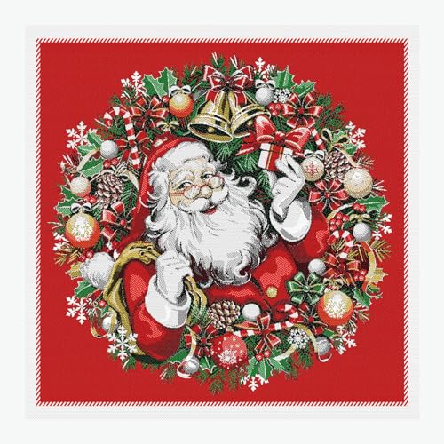 STOFFAMSTÜCK Stoff am Stück Stoff Kissen Panel Polyester Baumwolle Gobelin rot Nikolaus 50 cm x 50 cm Weihnachtsmann von STOFFAMSTÜCK