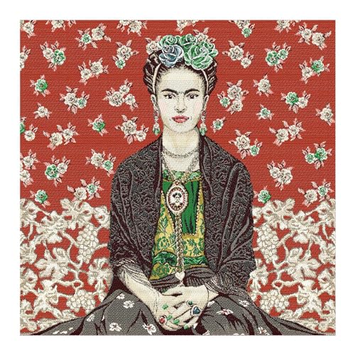 STOFFAMSTÜCK Stoff am Stück Stoff Kissen Panel Polyester Baumwolle Gobelin rot Portrait Carmen 50 x 50 cm von STOFFAMSTÜCK