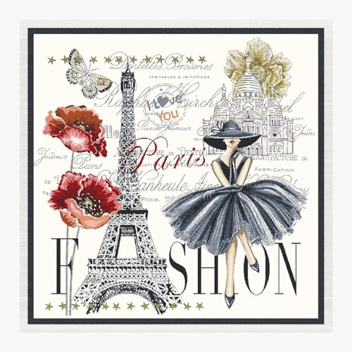 STOFFAMSTÜCK Stoff am Stück Stoff Kissen Panel Polyester Baumwolle Gobelin weiß Paris Audrey Hepburn 50 x 50 cm von STOFFAMSTÜCK
