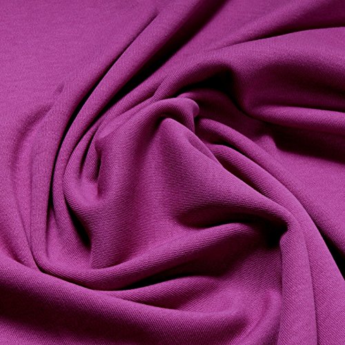 Stoff am Stück 0,5 Meter Stoff Baumwolle Interlock Jersey fuchsia T-Shirt weich dehnbar pink von STOFFAMSTÜCK