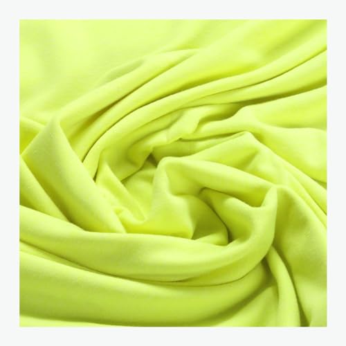 Stoff am Stück 0,5 Meter Stoff Baumwolle Polyester Elastan Single Jersey neon gelb T-Shirt Tricot weich dehnbar von STOFFAMSTÜCK