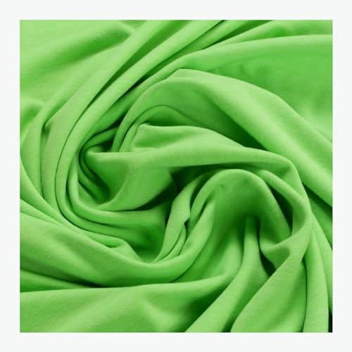 Stoff am Stück 0,5 Meter Stoff Baumwolle Polyester Elastan Single Jersey neon grün T-Shirt Tricot weich dehnbar von STOFFAMSTÜCK