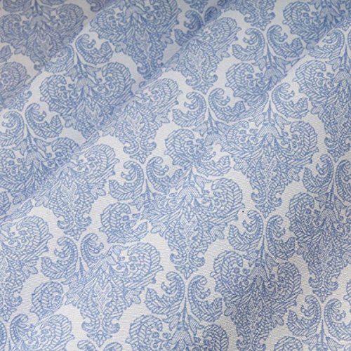 Stoff am Stück 10 Meter Stoff Polyester Baumwolle weiß Ornament hellblau feingezeichnet von STOFFAMSTÜCK