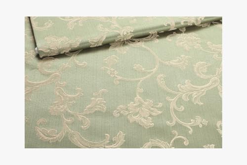 Stoff am Stück Stoff Baumwolle Polyester Jacquard mint Ranke ecru 280 cm breit von STOFFAMSTÜCK