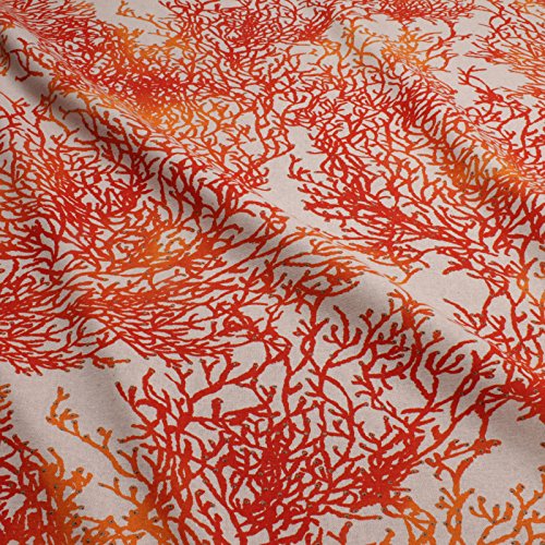 Stoff am Stück Stoff Baumwolle Polyester Rips natur Koralle Korallenriff 180 cm breit von STOFFAMSTÜCK