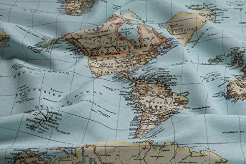 Stoff am Stück Stoff Baumwolle Polyester Weltkarte Landkarte Karte Kontinent Erde Welt von STOFFAMSTÜCK