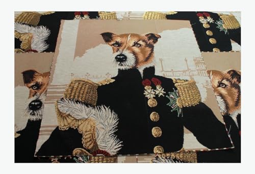 Stoff am Stück Stoff Kissen Panel Baumwolle Polyester Gobelin natur Terrier Jack Russel 47 cm x 47 cm von STOFFAMSTÜCK