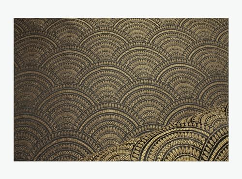 Stoff am Stück Stoff Polyester Baumwolle Gobelin Welle schwarz gold Japan Muster Seigaiha Fächer von STOFFAMSTÜCK