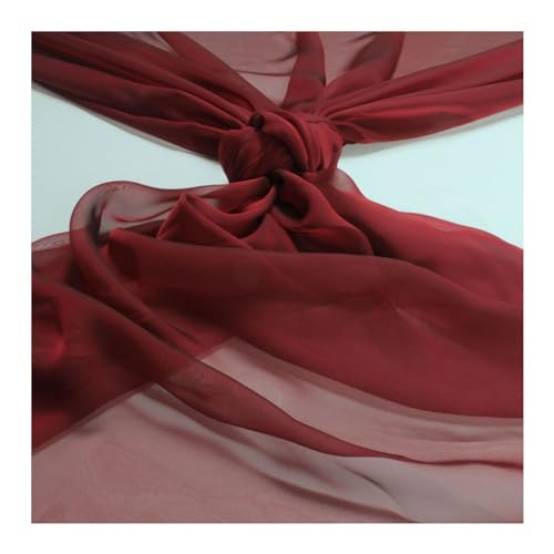 Stoff am Stück Stoff Polyester Changeant Chiffon bordeaux transparent sehr leicht weich fallend dunkelrot rot von STOFFAMSTÜCK