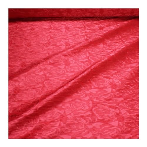 Stoff am Stück Stoff Polyester Elastan Jacquard Stretch Kleidertaft koralle Rose Taft von STOFFAMSTÜCK