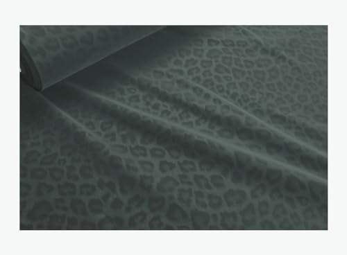 Stoff am Stück Stoff Polyester Elastan Soft Shell grau Leopard atmungsaktiv wasserundurchlässig Jacke Leo von STOFFAMSTÜCK