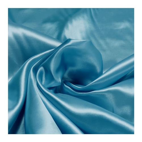 Stoff am Stück Stoff Polyester Satin aqua leicht blickdicht glänzend glatt blau von STOFFAMSTÜCK