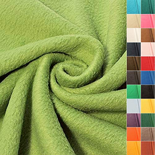 STOFFKONTOR Polar Fleece Stoff Meterware, Fleecestoff zum Nähen mit Antipilling Eigenschaften - Lind-Grün von Stoffkontor