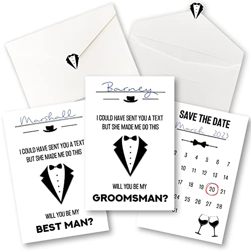 STOFINITY 10 Trauzeugen-Antragskarten-Set – 8 "Will You Be My Groomsman" Antragsgeschenke für Hochzeit, 2 Trauzeugen-Antragsgeschenke, lustige Karte für Trauzeugen, Anzug, Trauzeugen, Geschenk-Box, von STOFINITY