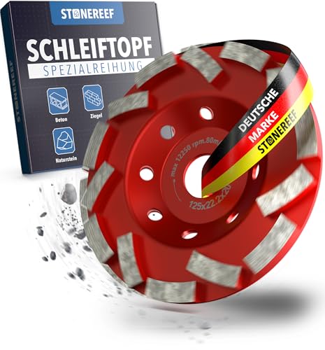 Betonschleifer [125x22.2x20] Betonfräse, Schleifteller 125mm, Estrichschleifer - Schleifscheibe für Betonbearbeitung, Diamantschleiftopf für Absaugung, Sanierungsfräse, Schleiftopf von STONE REEF